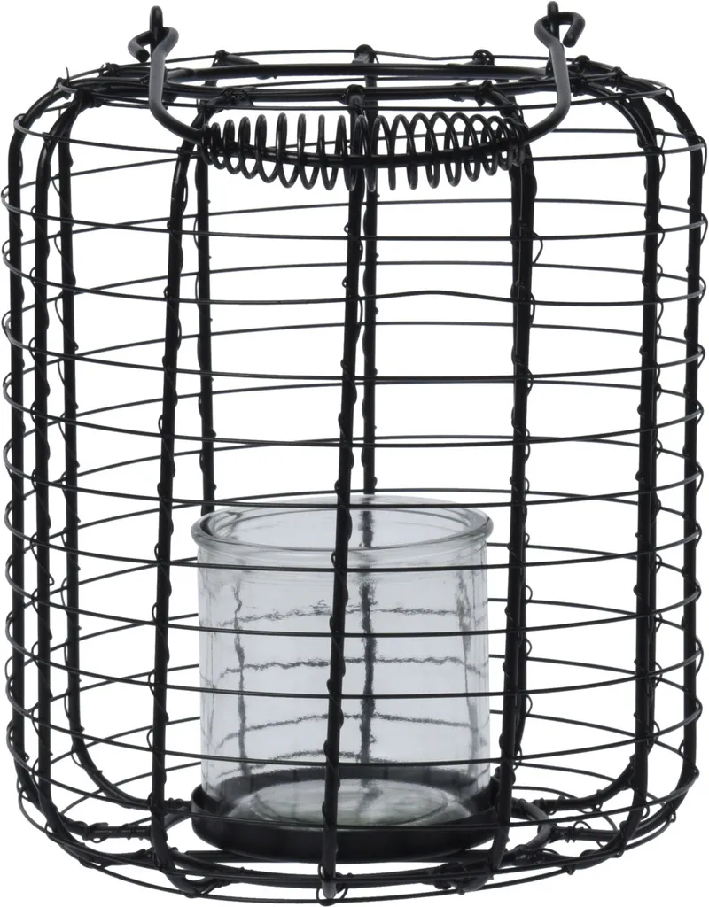 Lanterne avec porte bougie 18.5X18.5X24CM metal noir