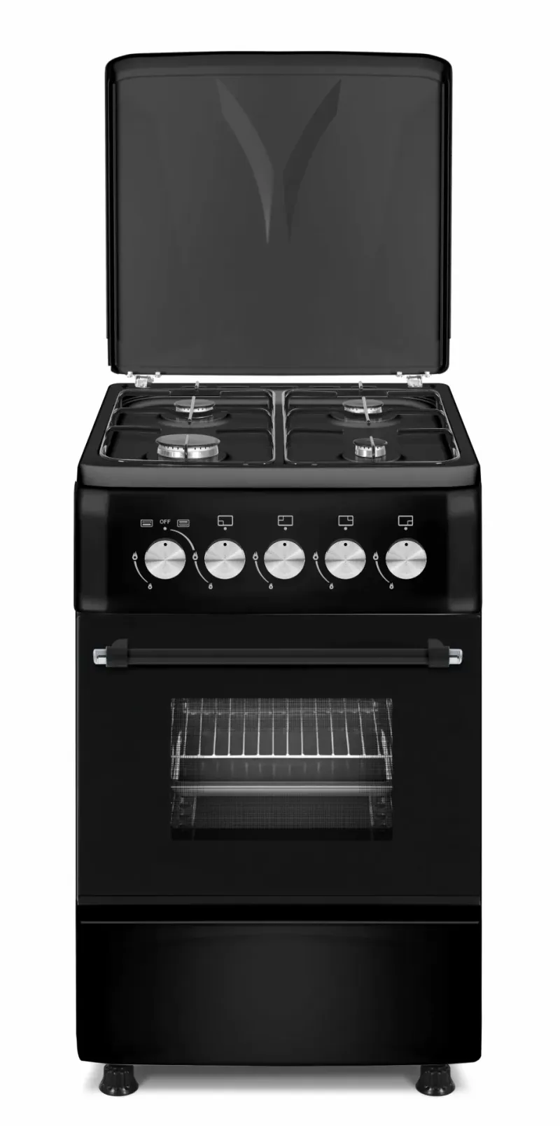 Cuisinière noire 4 feux gaz avec four classe A – OCGR5540