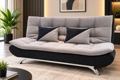 Canapé clic-clac 185×115 cm tissu gris bleu – CLIC-801-12