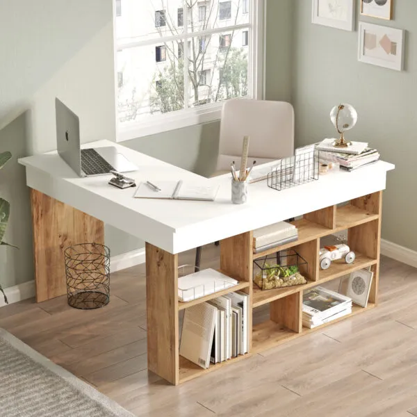 Bureau d'angle compact, gain de place télétravail