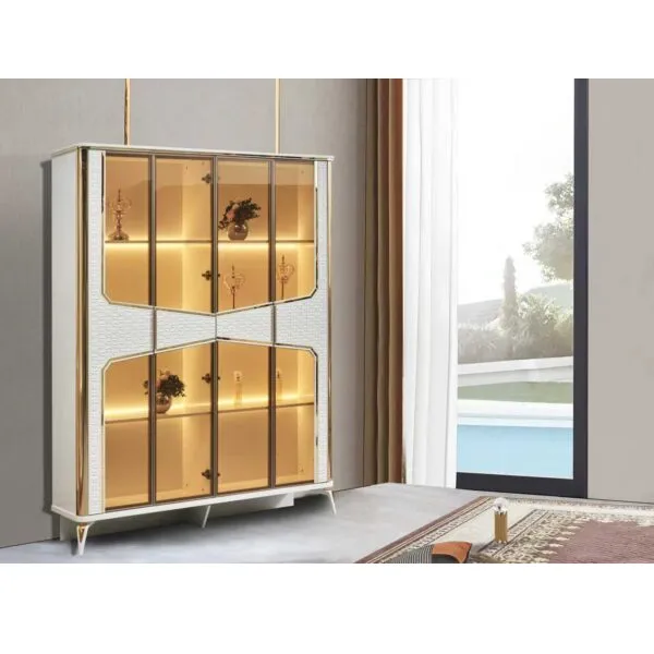 Vitrine en verre 4 portes 190×46×225 cm