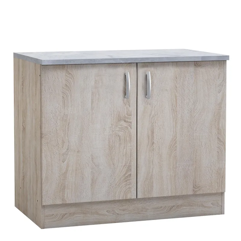 Meuble bas de cuisine 2 portes coloris Paprika Chêne – 100x60x85 cm