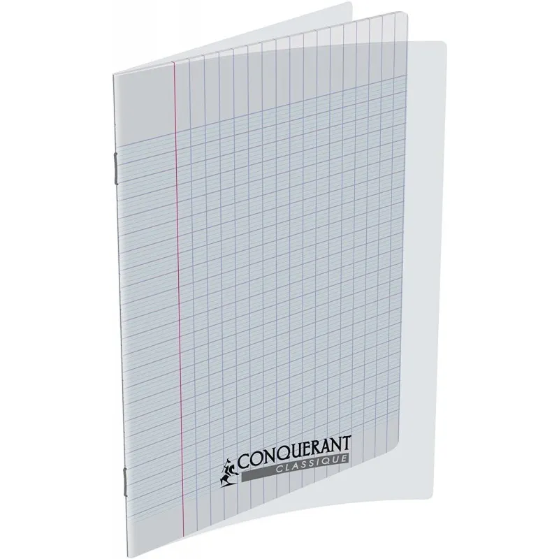 Cahier Conquérant 17×22 cm, 96 pages Seyès, couverture polypro transparente
