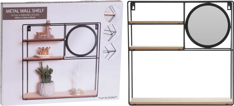 Etagere murale 49X4.7X41CM a miroir - metal