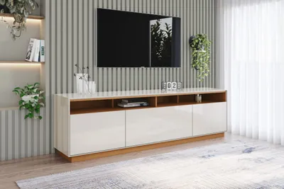 Meuble TV 180×55,5 cm – Grand plateau, finition sobre – S312-225-TV