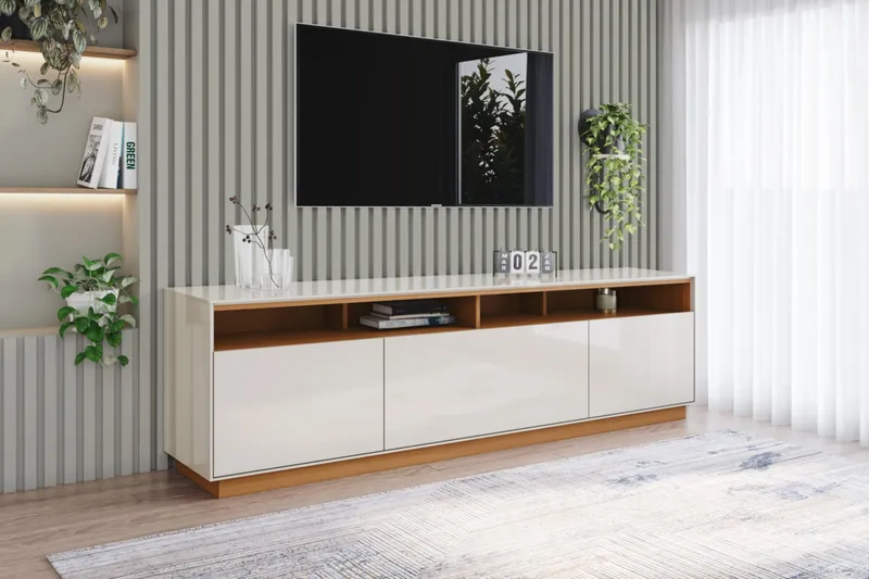 Meuble TV 180×55,5 cm – Grand plateau, finition sobre – S312-225-TV