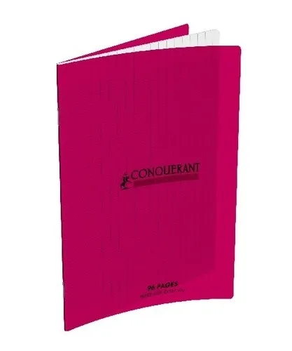 Cahier agrafé Conquérant 17×22 cm 48 pages Seyès 90g couverture polypro rose