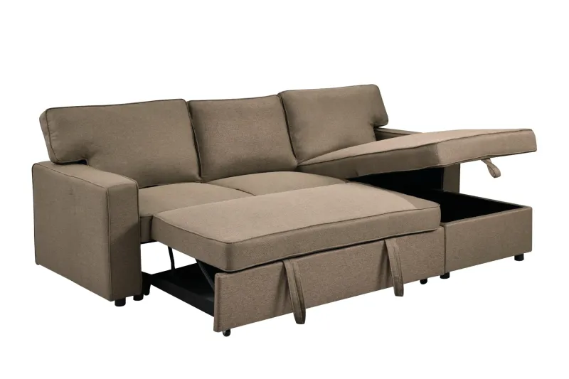 Canapé-lit d'angle réversible – tissu dark brown – BONO