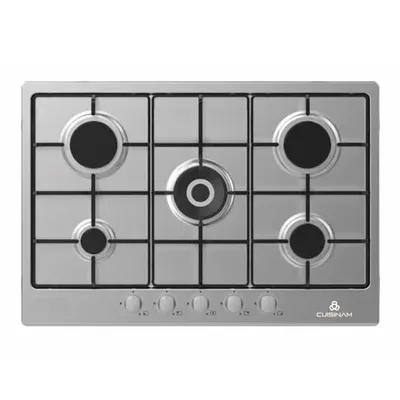 Plaque gaz encastrable Cuisinam 70 cm 5 feux Wok Inox CXIH-710301