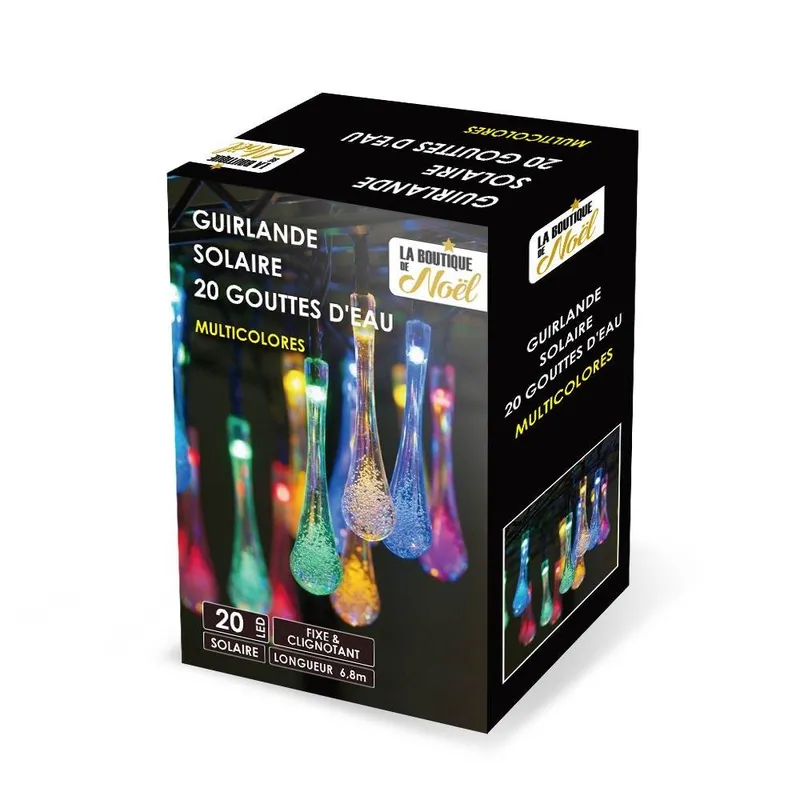 Guirlande solaire décorative motif gouttes d'eau