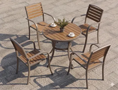 Table ronde de terrasse 80×75 cm + 2 chaises aluminium