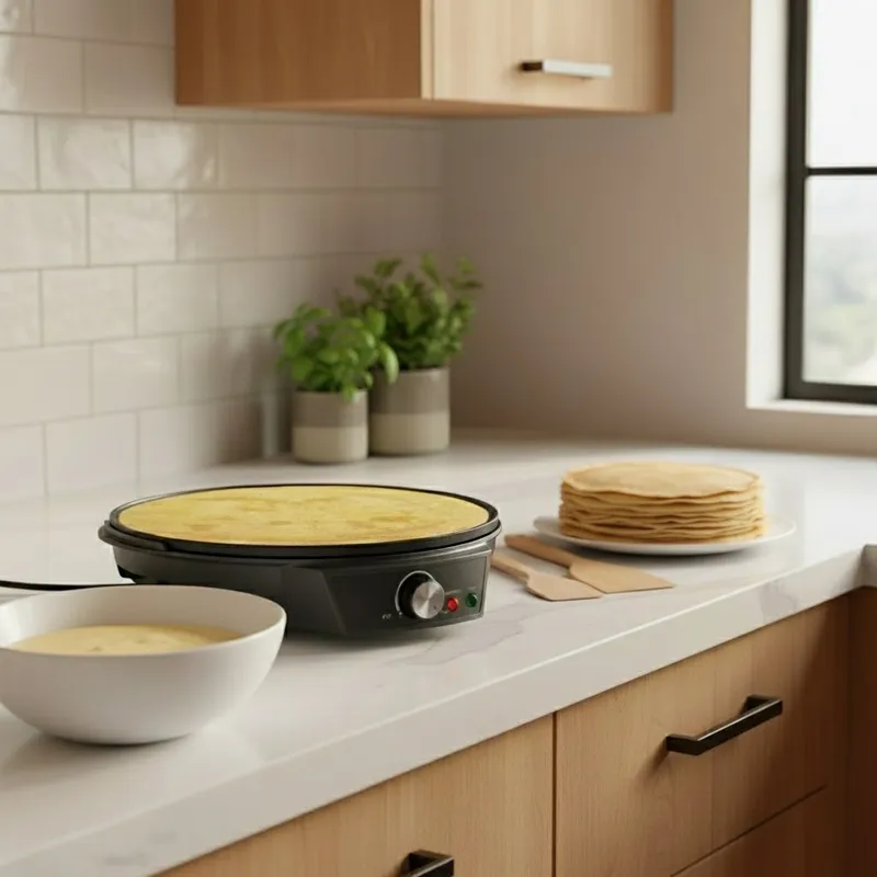 Crêpière Global5 1000W avec accessoires, blanc/noir