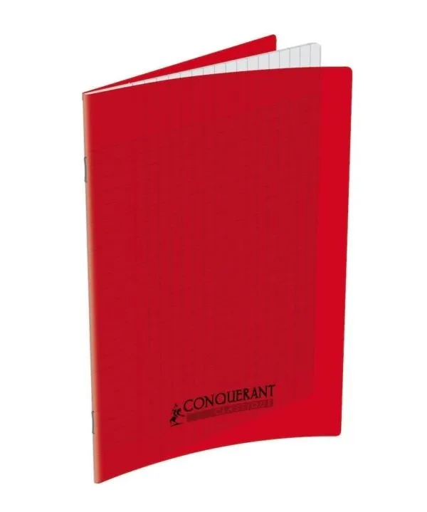 Cahier Conquérant A4 140 pages Seyès, polypro rouge