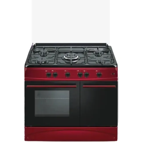 Gazinière 5 feux gaz (wok) + four gaz 90×60 cm Kumtel rouge