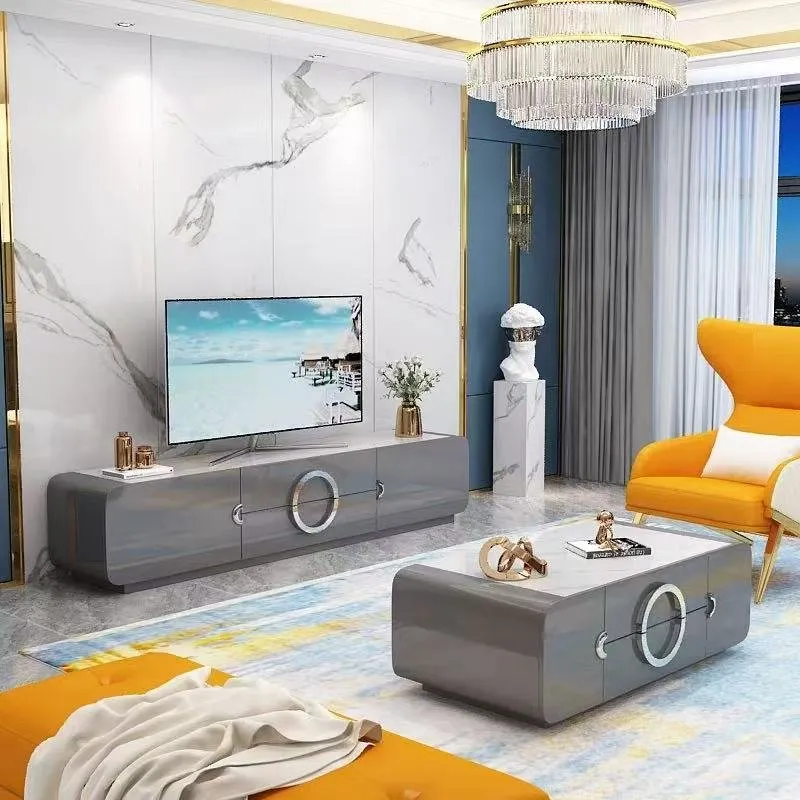 Meuble TV 2 m gris argent