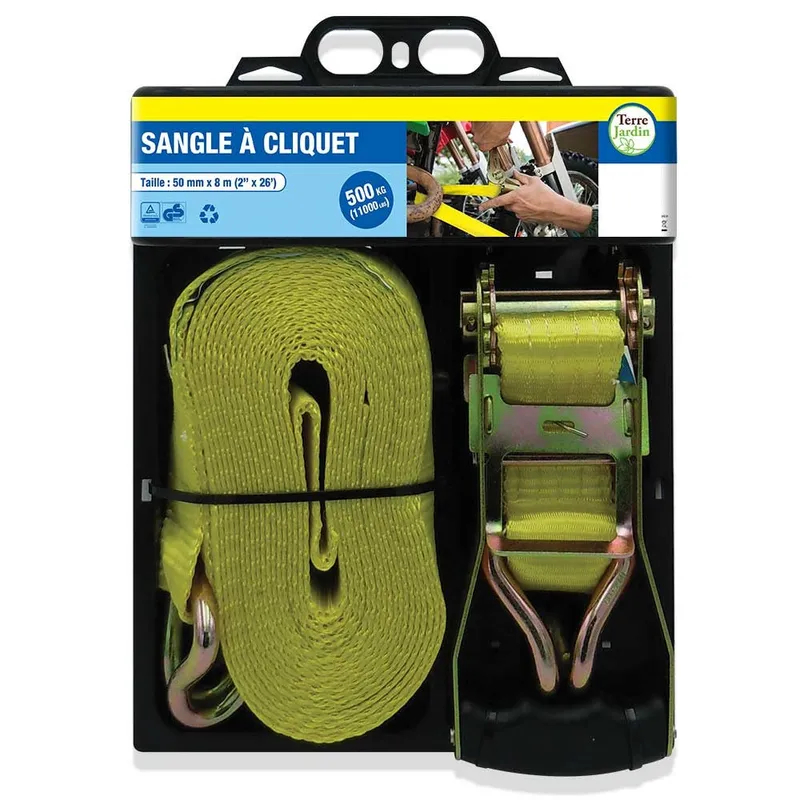 Sangle à cliquet 50 mm × 8 m – Arrimage robuste pour charges lourdes