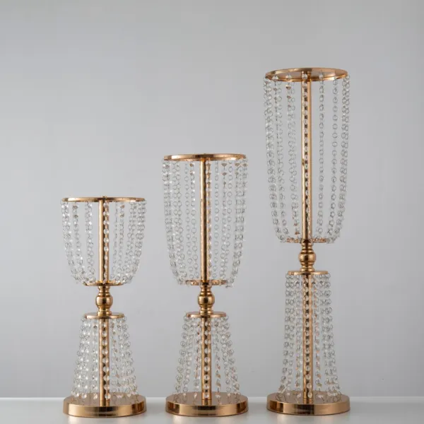 Vase centre de table mariage or/argent 100×20×20 cm
