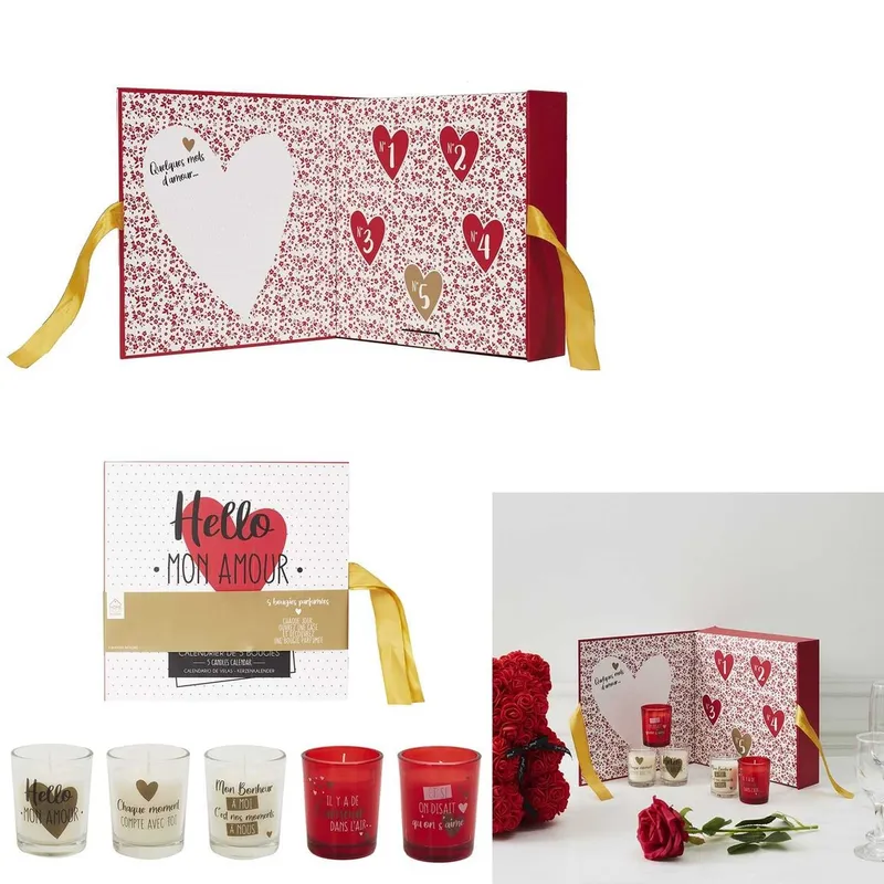 Bougie parfumee X5 calendrier amour