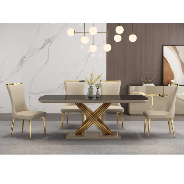 Table à manger 92638 Beige Dore avec 8 chaises 12079