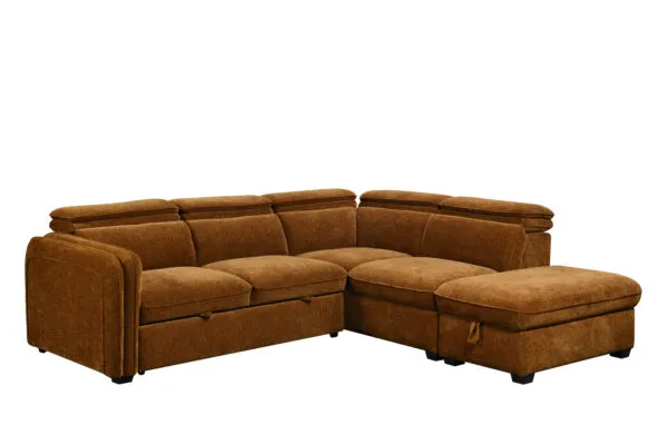 Canapé d'angle convertible avec coffre 257×231×81 cm