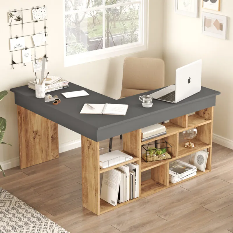 Bureau d'angle – plateau en L pour home office et bureau professionnel – BUREAU-CT5-AA