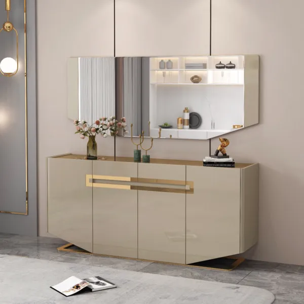 Bahut beige doré 180×40×70 cm
