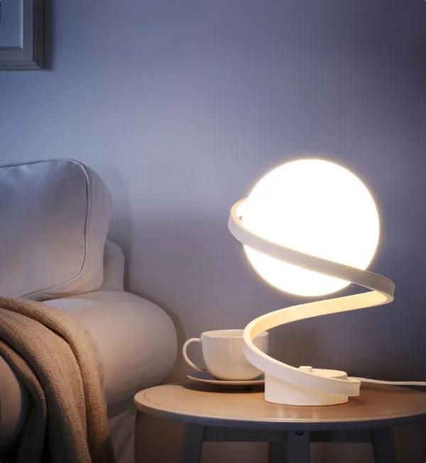 Lampe de table LED boule blanche avec chargeur 19×36 cm