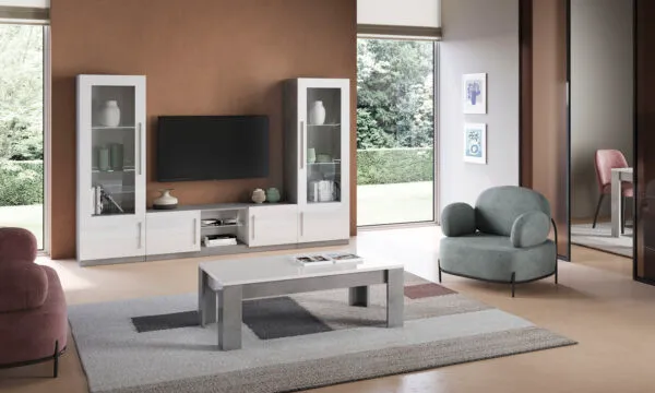 Ensemble Living Greta canapé 2 places, fauteuil et meuble TV