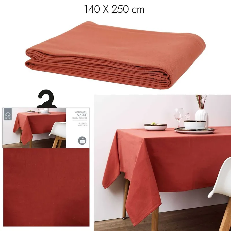 Nappe 140X250CM coton terracotta