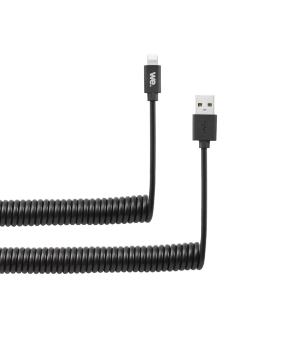Câble de recharge WE USB Lightning torsadé 2m Noir – Image 3