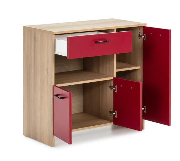 Meuble micro onde JUNE 13995 Rouge 80x82x40 cm – Image 2