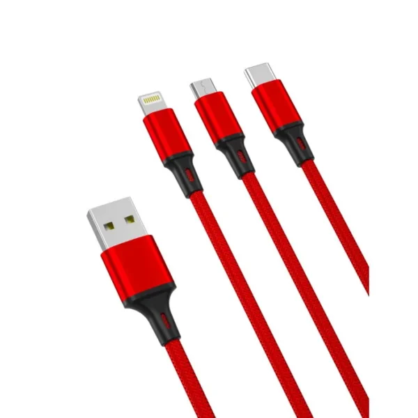 Cable tressé en nylon 3en1 XO NB173 Rouge