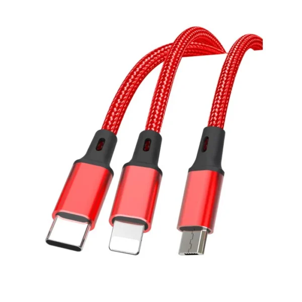 Cable tressé en nylon 3en1 XO NB173 Rouge – Image 4