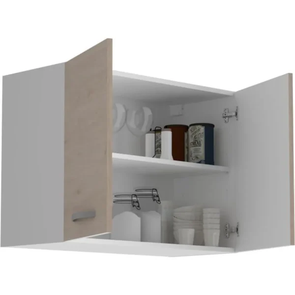 Meuble haut 2 portes Décor Chêne Jackson 80x36x58 cm – Image 2