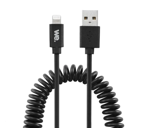Câble de recharge WE USB Lightning torsadé 2m Noir