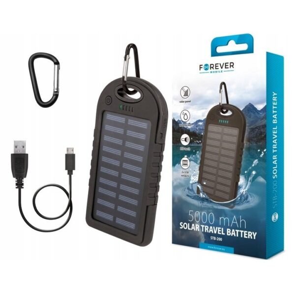 Chargeur Solaire Batterie de Secours 5000 mAh Noir étanche – Image 4