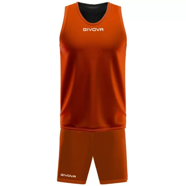 Kit Maillot Basket et Short Réversible Givova KITB03-0110 Noir Orange – Image 3