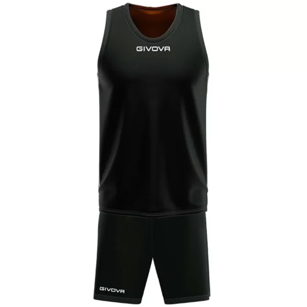 Kit Maillot Basket et Short Réversible Givova KITB03-0110 Noir Orange – Image 2