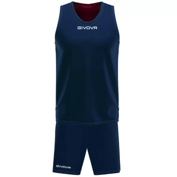 Kit Maillot Basket et Short Réversible Givova KITB03-0412 Rouge Bleu – Image 3