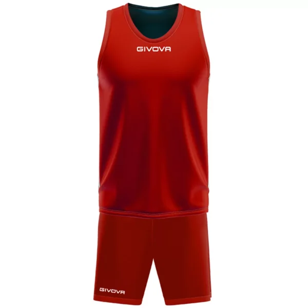 Kit Maillot Basket et Short Réversible Givova KITB03-0412 Rouge Bleu – Image 2