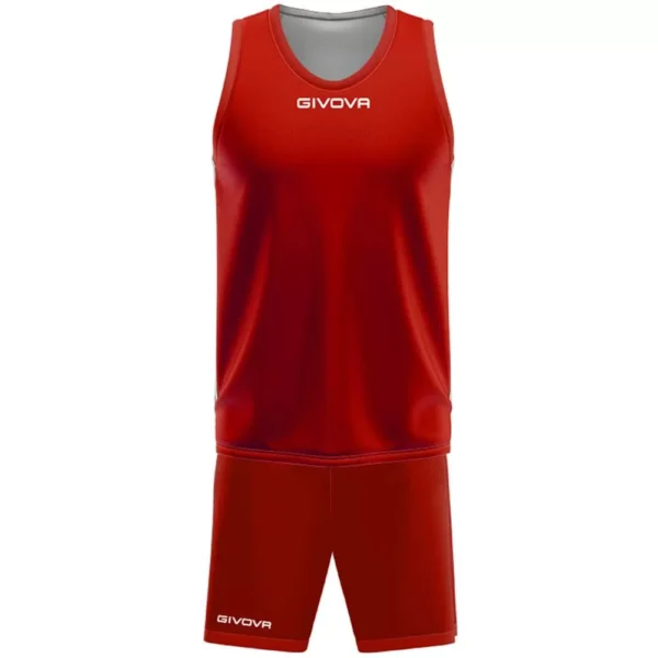 Kit Maillot Basket et Short Réversible Givova KITB03-0110 Rouge Blanc – Image 2