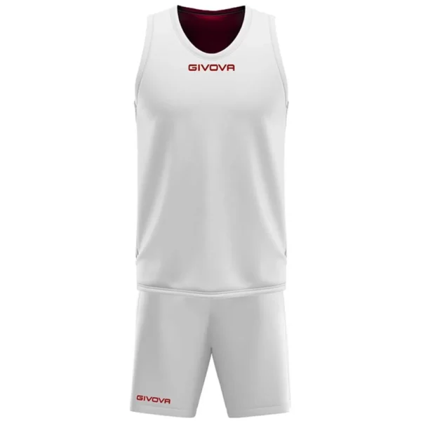 Kit Maillot Basket et Short Réversible Givova KITB03-0110 Rouge Blanc – Image 3