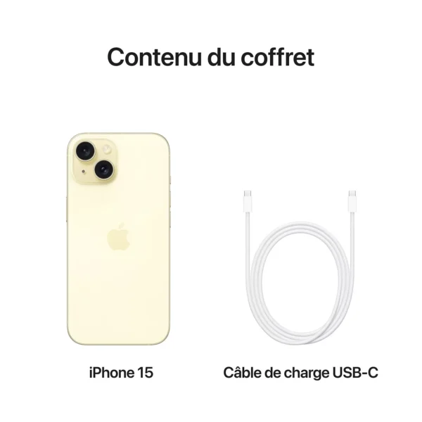 iPhone Neuf 15 6.1'' 6Go 128Go Jaune – Image 2
