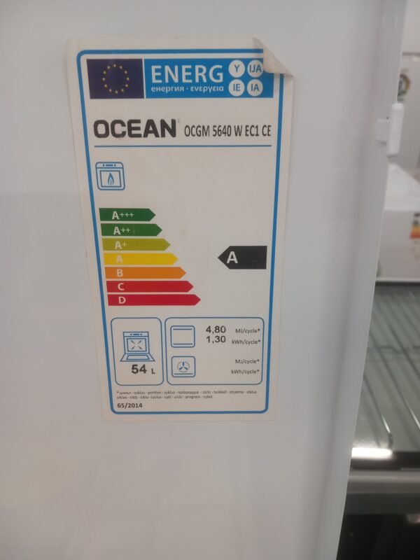 Cuisinière 4 feux Ocean OCGM5640WEC1CE Four à Gaz Blanc – Image 2