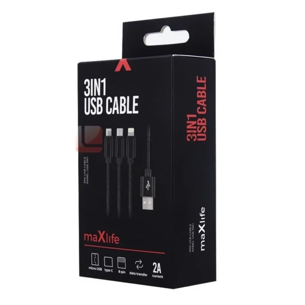 Câble 3en1 Maxlife Gris – Image 2