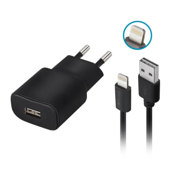 Chargeur USB Forever + câble Lightning Noir