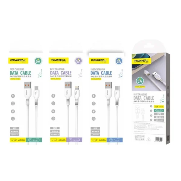 Câble Pavareal USB-A USB-C Blanc – Image 2