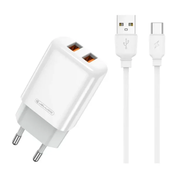 Chargeur rapide Jellico USBX2 Cable USB-C inclu Blanc