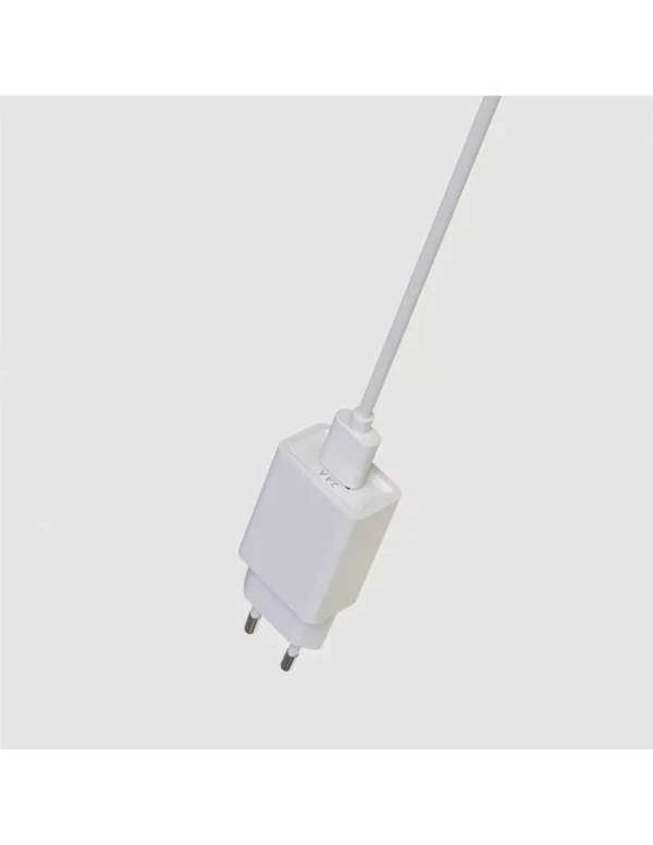 Pack chargeur secteur 1 USB 2.4A + Cable USB vers USB-C 1.5M Blanc – Image 2