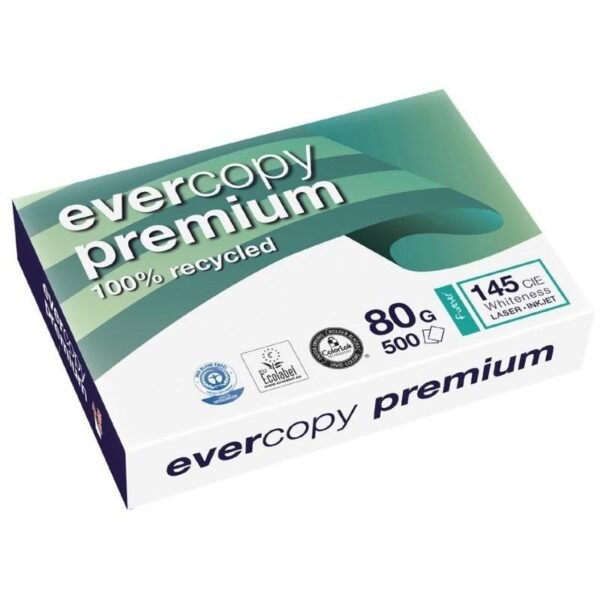 Papier Blanc recyclé A4 Evercopy Ramette 500 feuilles 80 G